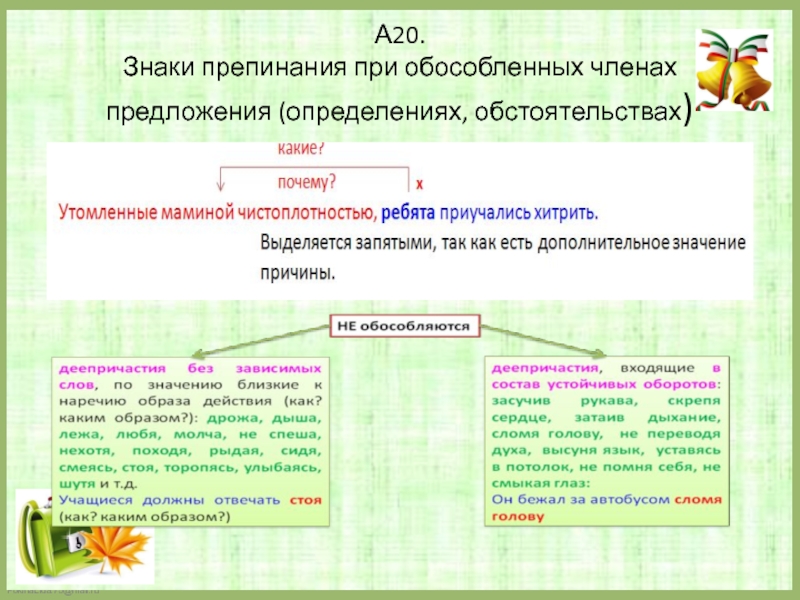 Обособленные определения выделительные знаки препинания при них 8 класс презентация