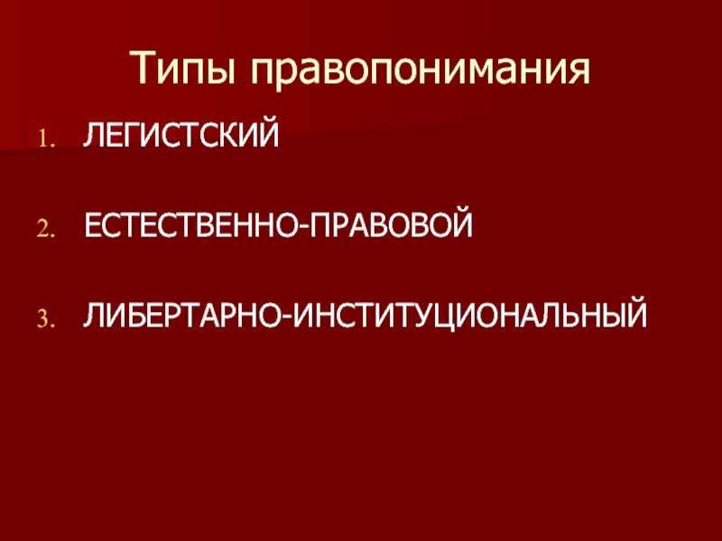 Правопонимание. Естественно правовое правопонимание. Естественно-правовой Тип правопонимания. Либертарное правопонимание. Либертарно-юридический Тип правопонимания.