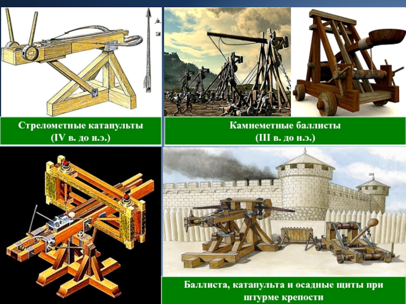 Опишите рисунки штурм крепости как выглядели метательные машины таран башня на колесах штурмовые