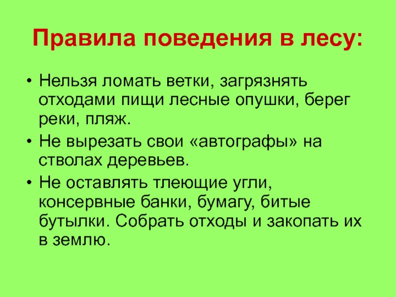 Правила поведения в лесу 4 класс проект