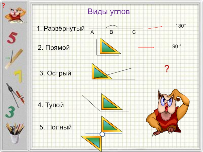 Виды углов 4 класс презентация перспектива