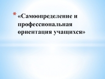 Самоопределение и профессиональная ориентация учащихся