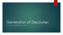 Generation of Discourse 