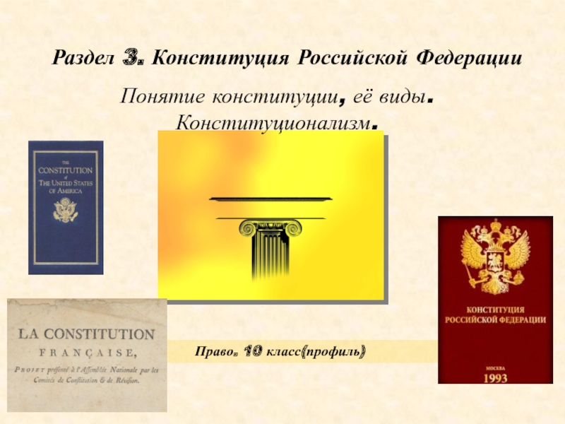 Раздел 3. Конституция Российской Федерации
Понятие конституции, её виды