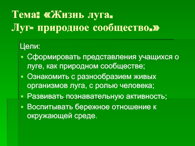 Презентация жизнь луга для 4 класса