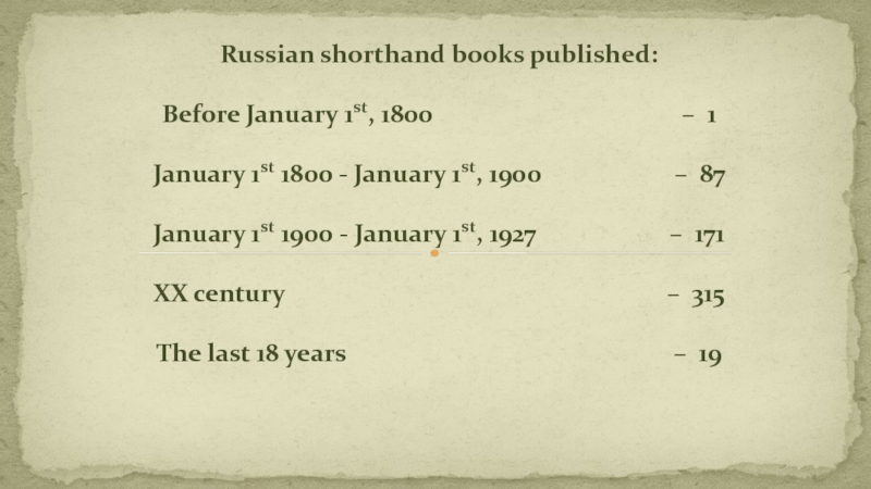 Презентация Russian shorthand books published:
Before January 1 st,