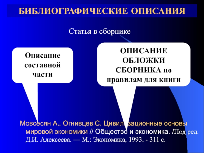 Covered описание. Библиографическое описание составной части ресурса.