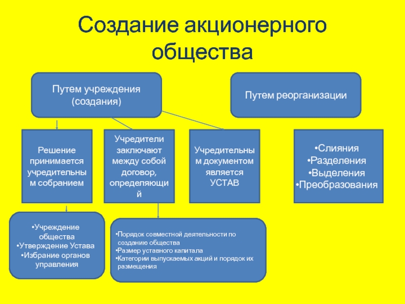 Общество учредитель другого общества. Создание акционерного общества. Цель создания акционерного общества. Кто принимает решения в акционерном обществе.