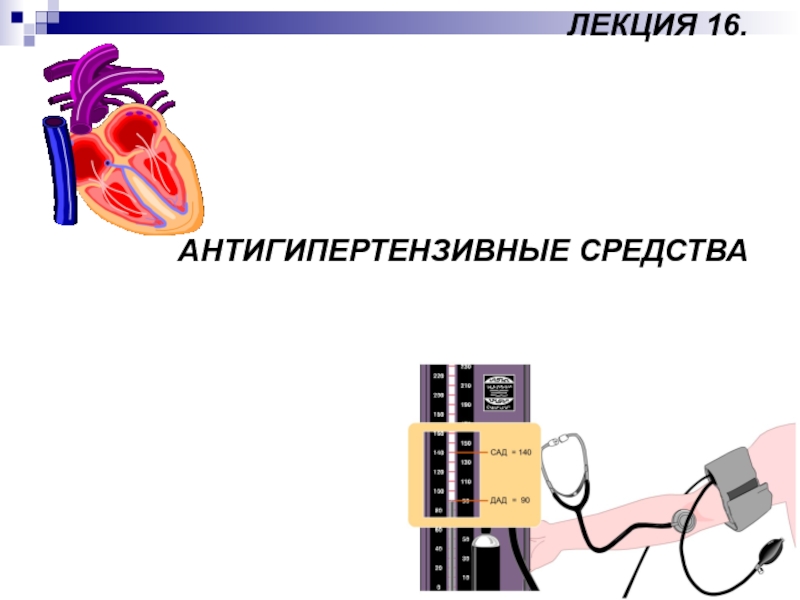 ЛЕКЦИЯ 16.
АНТИГИПЕРТЕНЗИВНЫЕ СРЕДСТВА