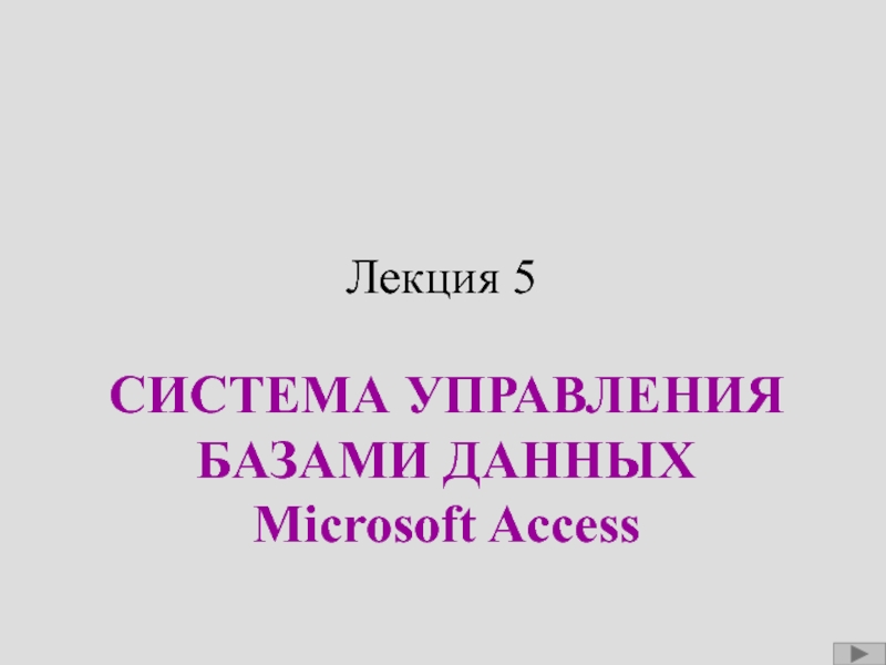 СУБД  MS Access 
