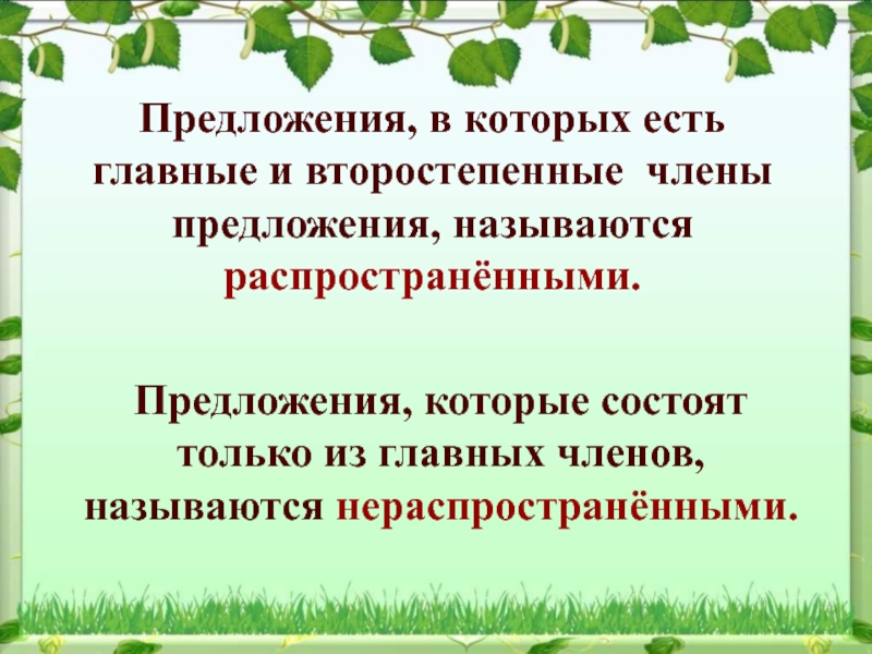 Распространенные и нераспространенные предложения 4 класс презентация