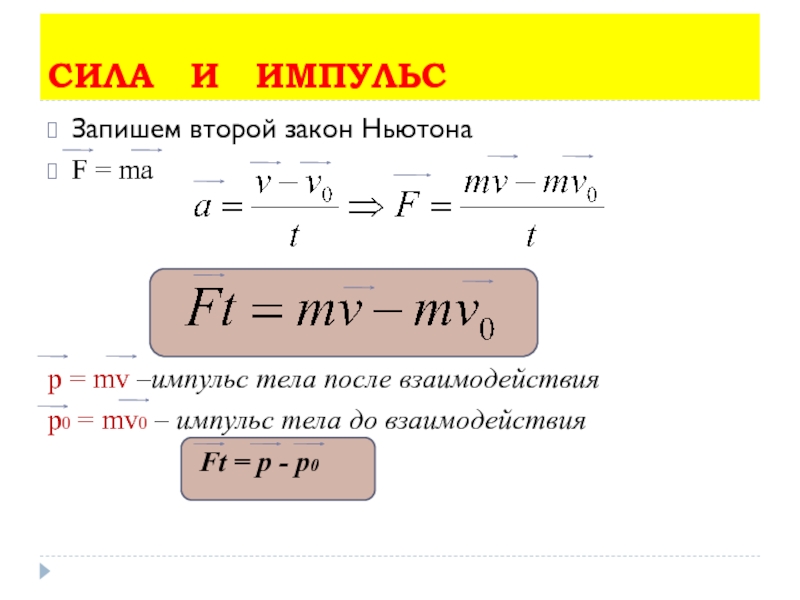 Сила импульса формула