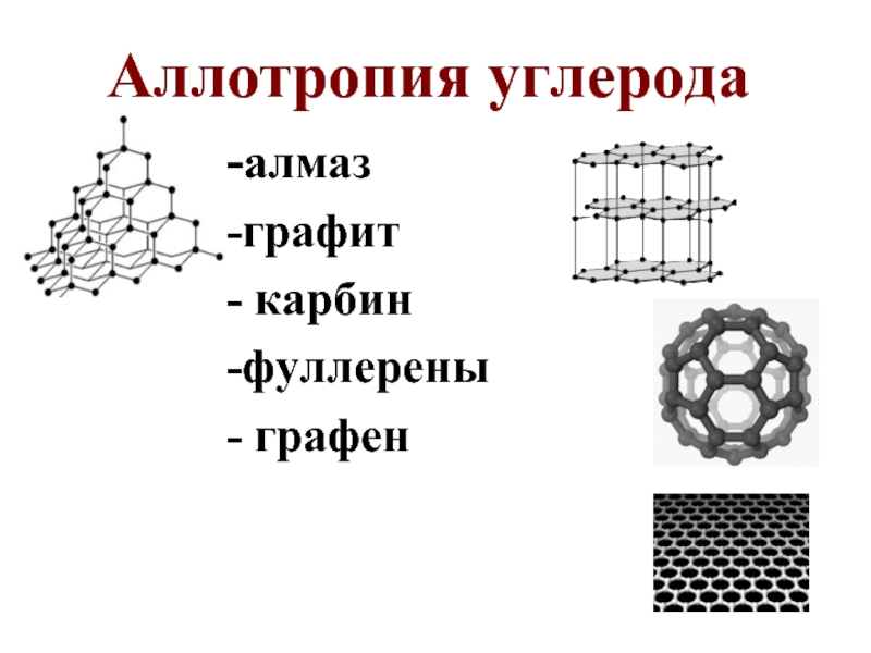 Аллотропия углерода-алмаз-графит- карбин-фуллерены- графен