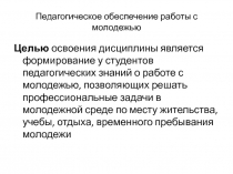 Педагогическое обеспечение работы с молодежью