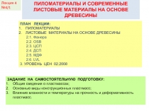 КДиП- И
Лекция 2
ПИЛОМАТЕРИАЛЫ И СОВРЕМЕННЫЕ ЛИСТОВЫЕ МАТЕРИАЛЫ НА ОСНОВЕ