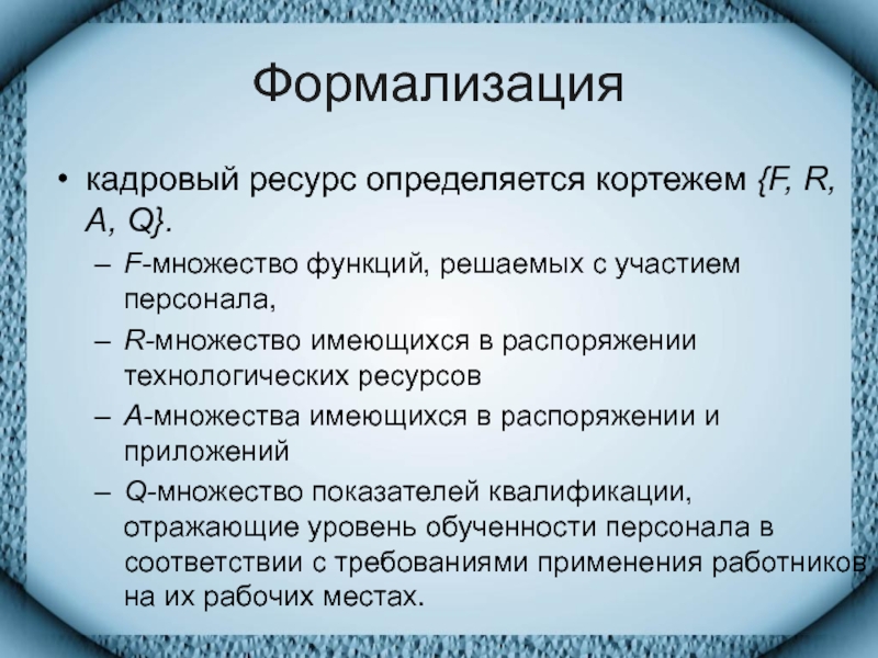 Кадровые ресурсы. Функции кадрово-ресурсного управления. Кадровые ресурсы проекта. Технологические ресурсы человека. Формализация деятельности сотрудников.