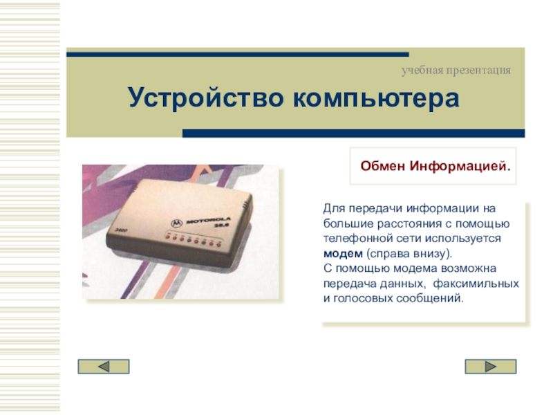 Презентация устройство. Модем факсимильных сообщений. Презентация устройство информация. Факсимильные и электронные сообщения. Устройство для обмена факсимильными изображений.