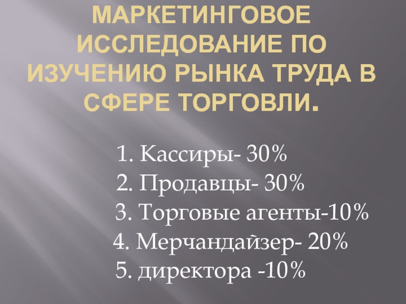 Маркетинговое исследование по изучению рынка труда в сфере торговли