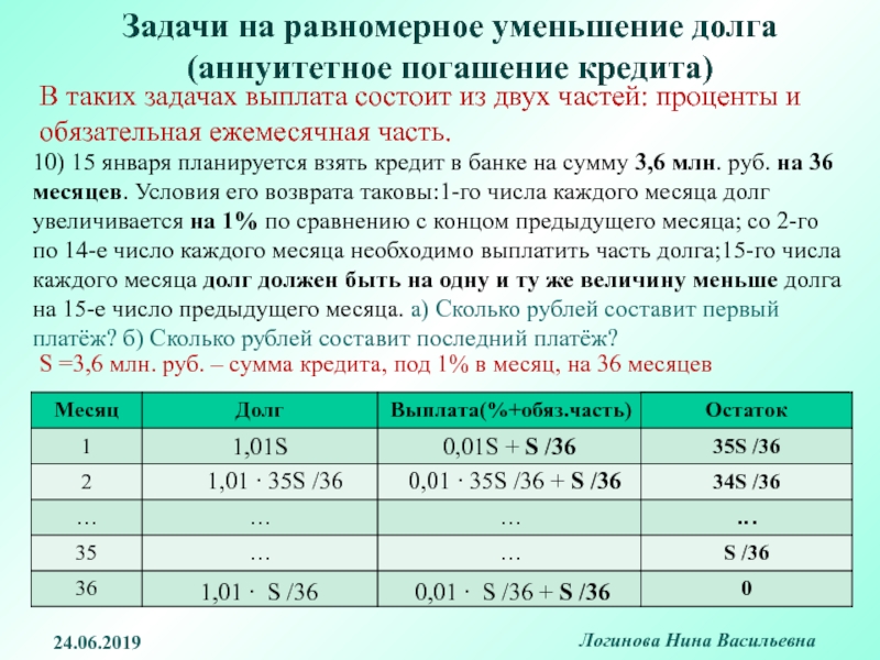 1 июня 2013 года всеволод ярославович взял в банке 900000 рублей в кредит схема выплаты