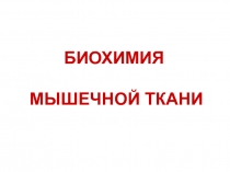БИОХИМИЯ МЫШЕЧНОЙ ТКАНИ