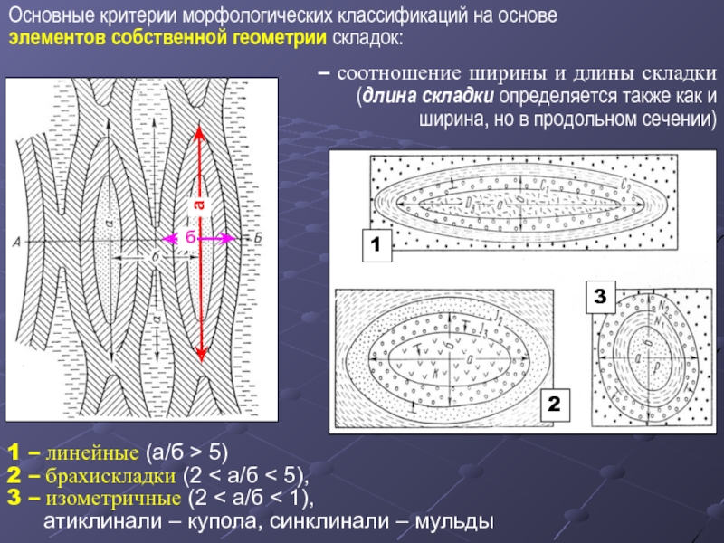 Морфологическая классификация складок по форме в плане ширина и длина складок