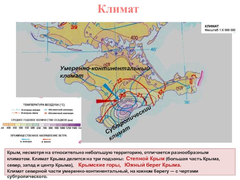 Карта годовых осадков крым