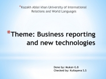Theme: Business reporting and new technologies