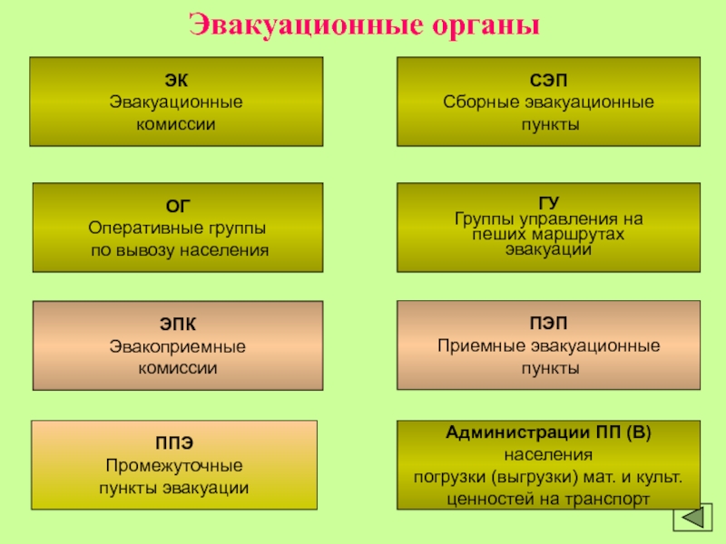 Структурная схема эвакуационной комиссии в организации