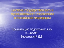 Система государственного и муниципального управления в Российской Федерации
