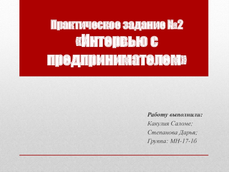 Практическое задание №2 Интервью с предпринимателем