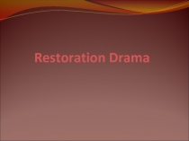 Restoration Drama