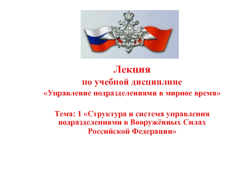 Структура и система управления подразделениями в Вооружённых Силах Российской Федерации
