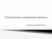 Статистична і спеціальна звітність