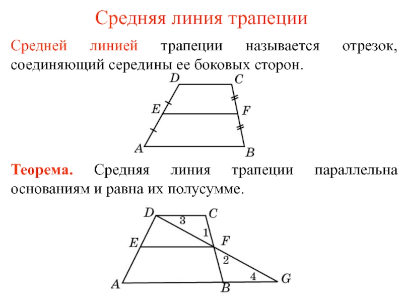 Средняя линия трапеции чертеж