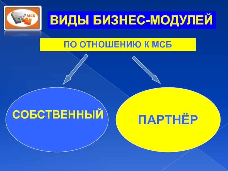 ВИДЫ БИЗНЕС-МОДУЛЕЙПАРТНЁРСОБСТВЕННЫЙПО ОТНОШЕНИЮ К МСБ