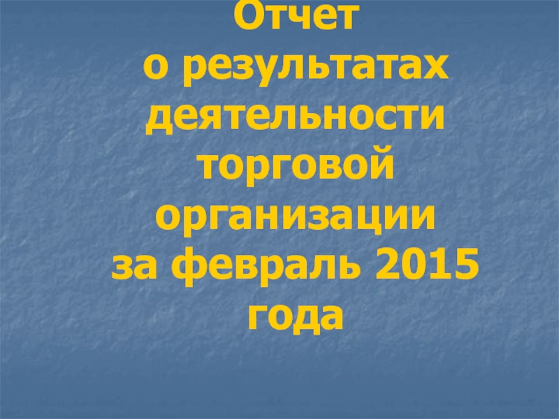 Презентация Отчет о результатах деятельности торговой организации за февраль 2015 года