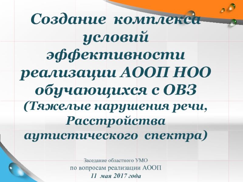 Создание комплекса условий эффективности реализации АООП НОО обучающихся с