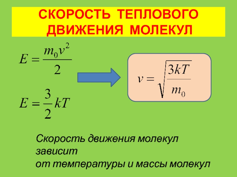 Как изменилась скорость молекул. Скорость молекул. Скорость движения молекул. Средняя скорость теплового движения молекул. Среднеквадратичная скорость теплового движения молекул.