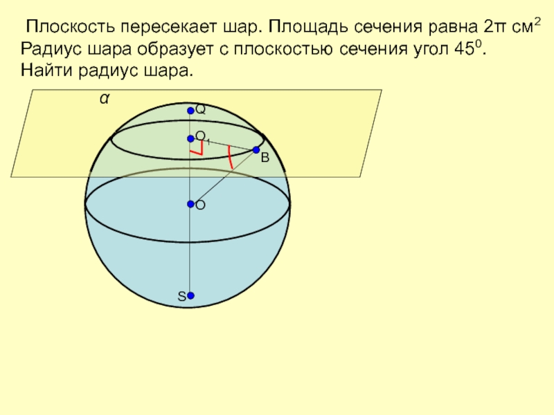 Площадь сечения через диаметр шара