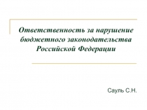 Ответственность за нарушение бюджетного законодательства Российской Федерации