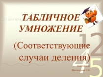 ТАБЛИЧНОЕ УМНОЖЕНИЕ
(Соответствующие случаи деления)
Выполнила:
Никандрова Е.В