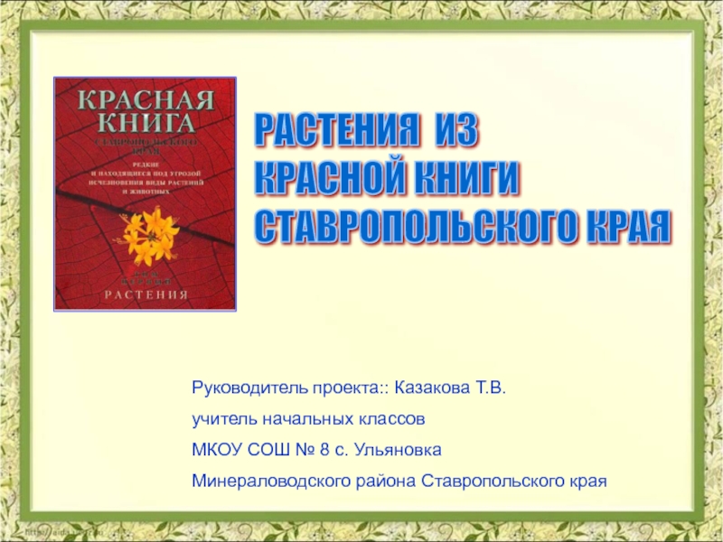 Презентация Растения из Красной книги Ставропольского края 3 класс