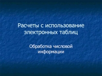 Расчеты с использованием электронных таблиц