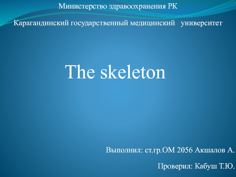 Презентация The skeleton