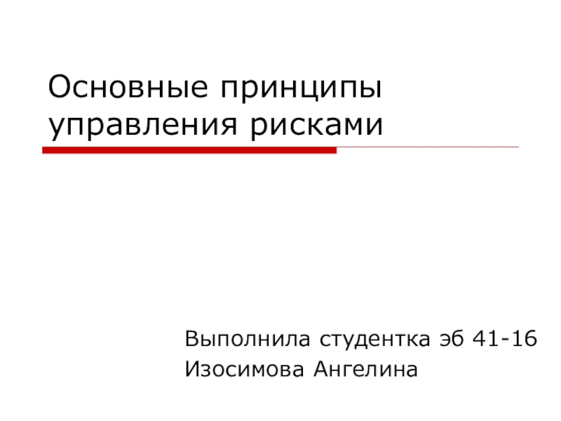 Презентация Основные принципы управления рисками