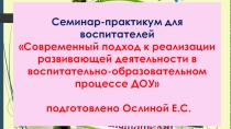 Семинар практикумСовременный подход к реализации развивающей деятельности в воспитательно-образовательном процессе