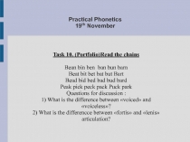 Practical Phonetics 19 th November