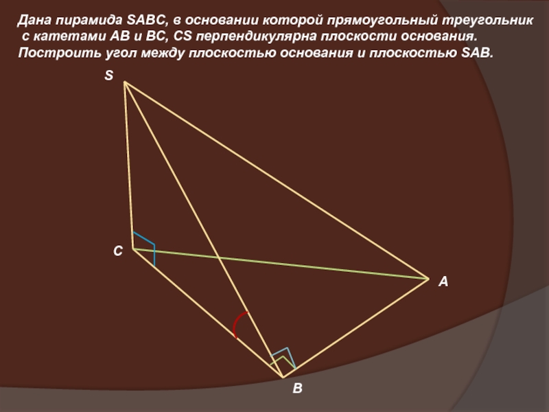 Угол между плоскостью и основанием. Угол между плоскостью и прямоугольным треугольником. Пирамида в основании которой прямоугольный треугольник. Угол с плоскостью основания. Угол между катетом и плоскостью.