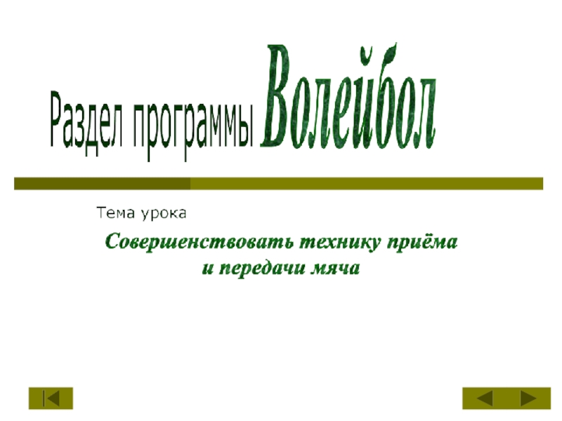 Презентация Волейбол. Техника приема и передачи мяча