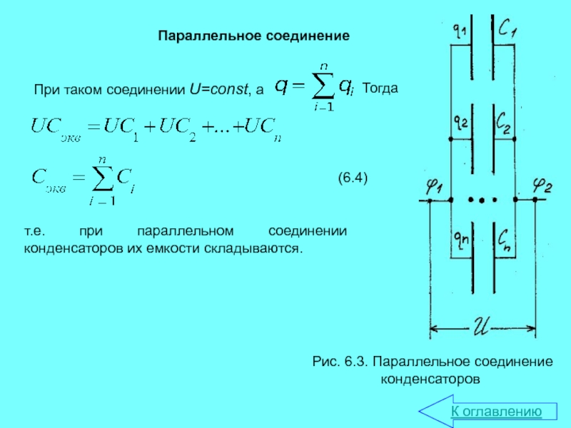 Одновременные соединения. При параллельном соединении конденсаторов. При последовательном соединении конденсаторов const. При параллельном соединении конденсатор……=const. При параллельном соединении конденсаторов напряжение const.